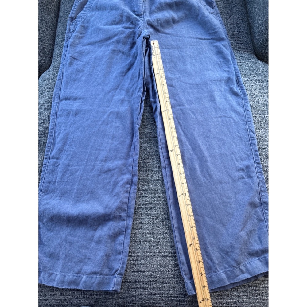 LL Bean Womens Blue 100% Linen Classic Fit Straight Leg Pants 10 Petite 268512 - Picture 3 of 7